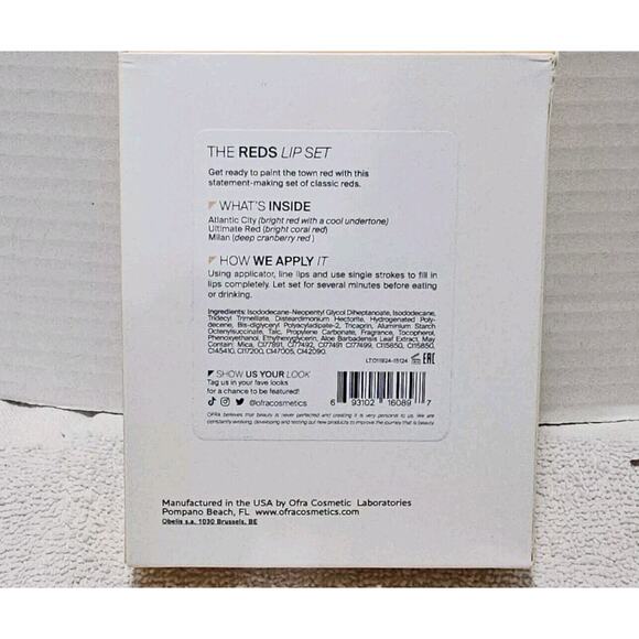 OFRA The REDS 3 Piece Long Lasting Liquid Lip Set Full Size - New In Box - Picture 2 of 2